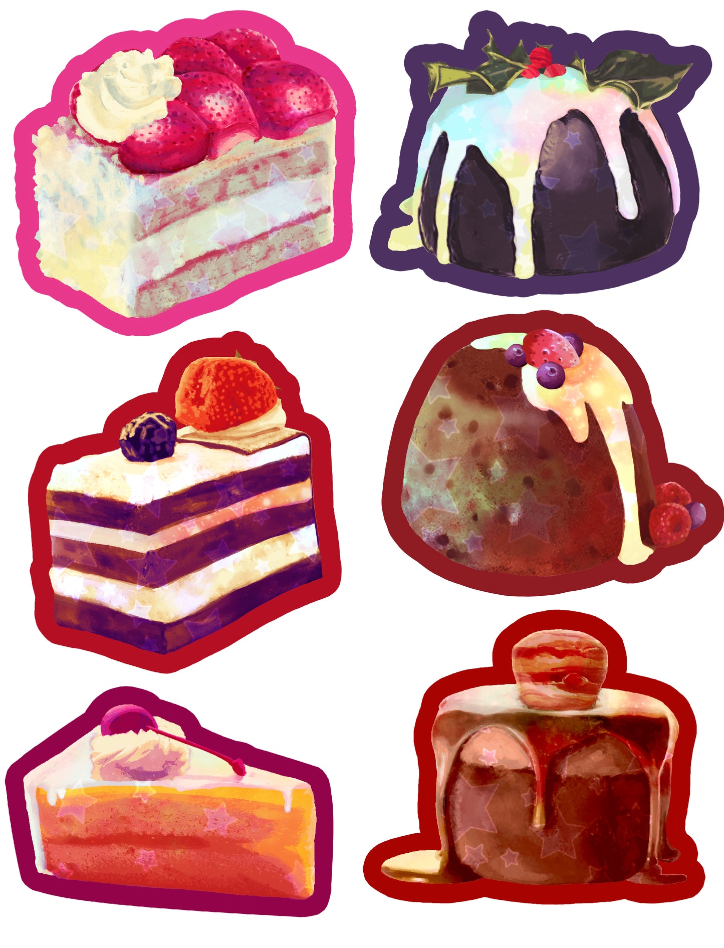 Cake Slices | Sticker Pack | Cute Stars