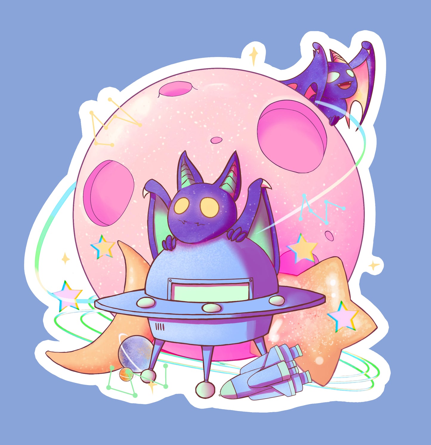 Space Bats Holographic Sticker